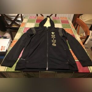 Mens NFL Dri Fit Nike New Orleans Saints Full Zip Hoodie Sweatshirt Large
